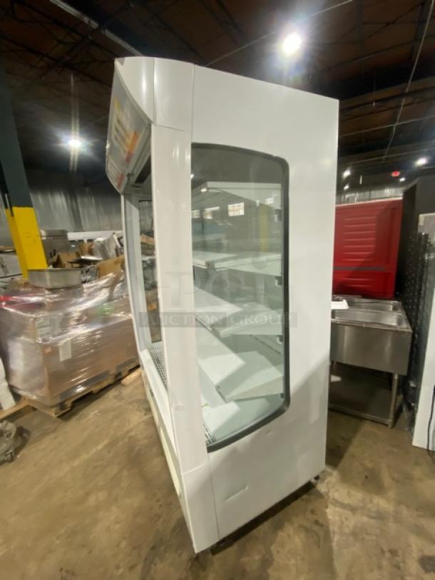 Beverage Air MB13US Commercial 5-Tier Refrigerated Display Case. Open Grab-N-Go design. Model MB13US, Serial 82300210.