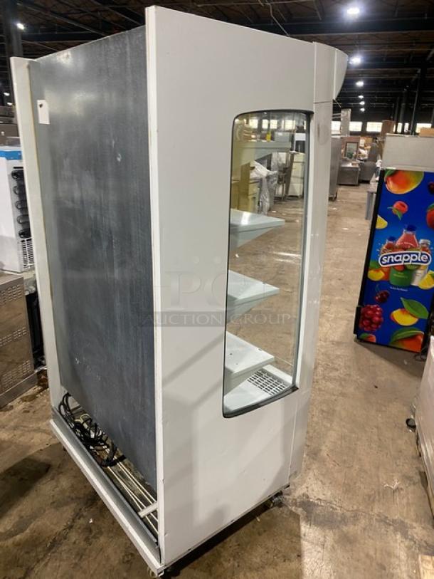 Beverage Air MB13US commercial refrigerated display case, 5-tier, open grab-n-go, 115V, 1 Phase, serial 82300210, used.