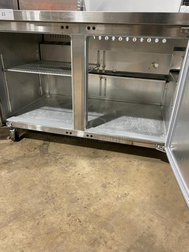 Continental refrigerated sandwich prep table, model RA68N8, stainless steel, 2.5-door storage, good condition.