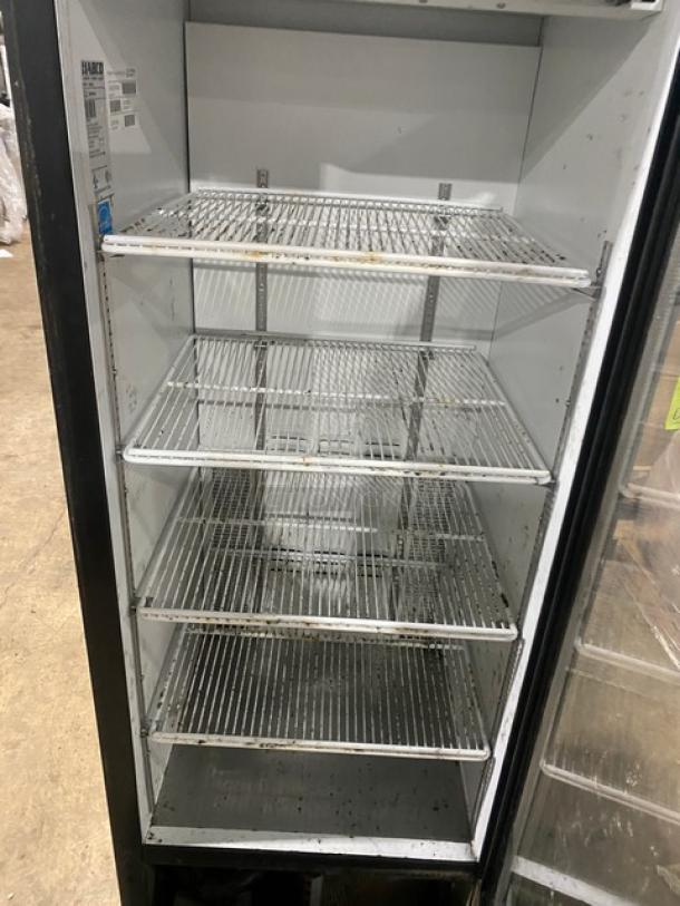 Habco ESM12 commercial single door reach-in refrigerator with poly-coated racks and visible model label. 115V, 1 phase.