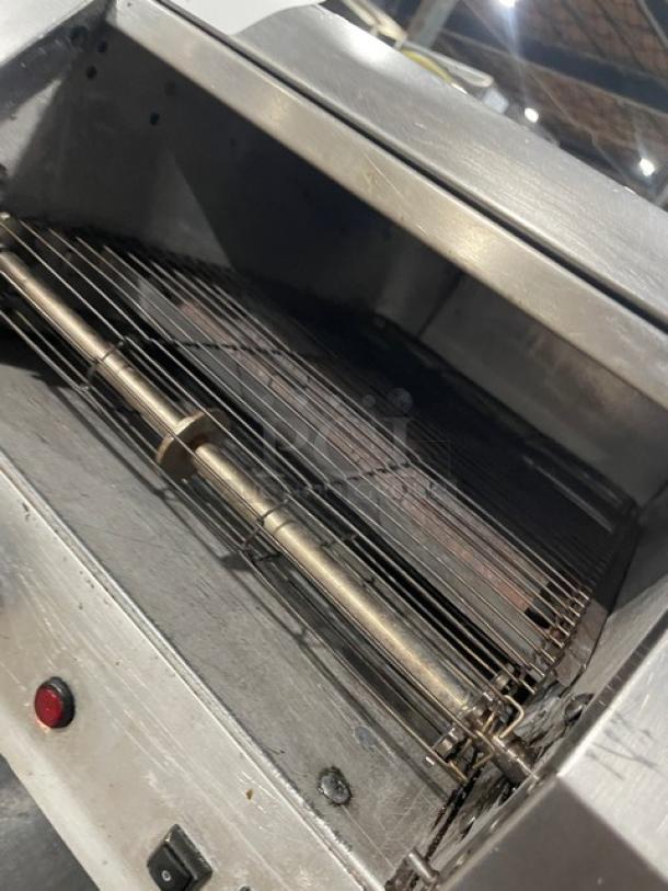 Hatco Toast-Qwik series stainless steel countertop conveyor toaster, electric powered, visible wear.