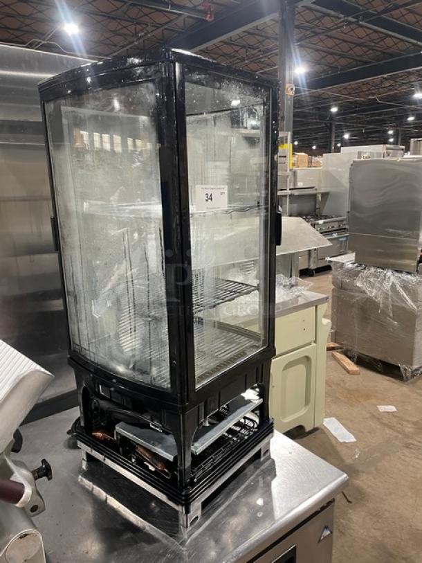 Winco CRD1K refrigerated display case, glass showcase style, 110/120V. Model CRD1K, serial CRD1K070002270.