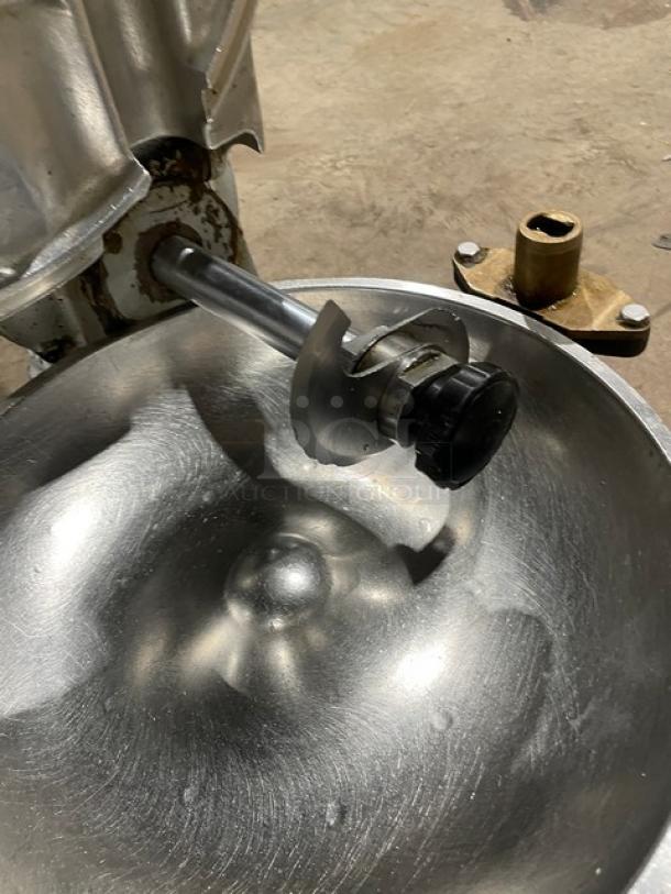 Hobart Model 84142 stainless steel countertop buffalo chopper, 115V, used condition, visible blade detail.