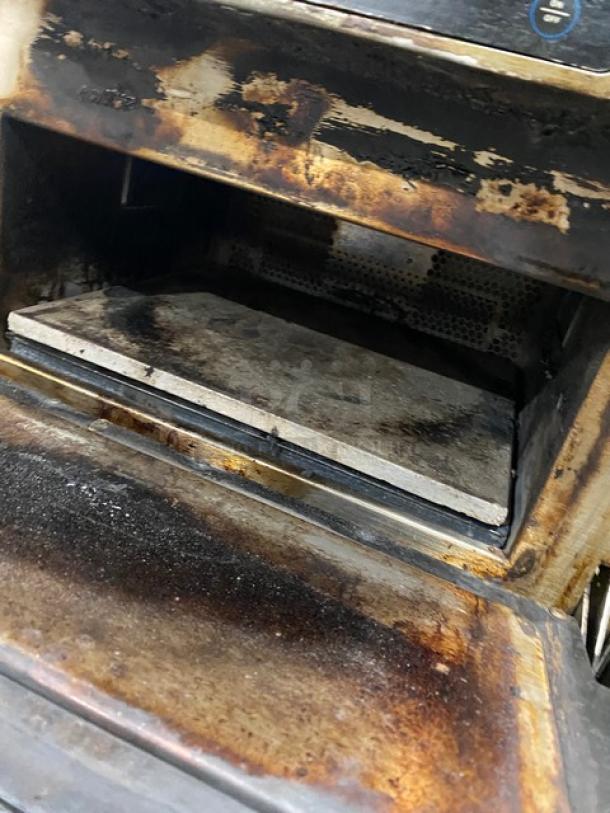 2015 Turbo Chef ENCORE2 Rapid Cook Oven, commercial countertop model on small legs, visible wear, 208/240V 1Phase.