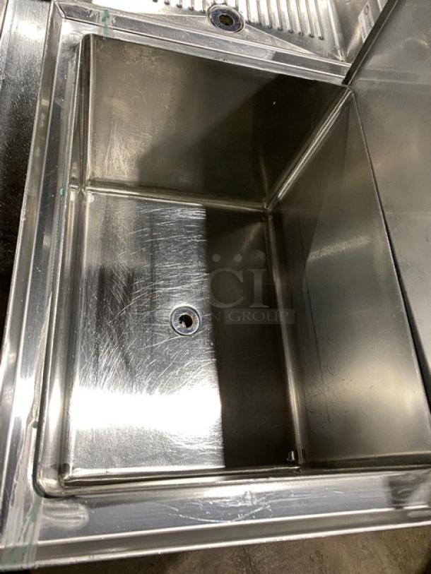 NBR Model UW110121521TDV stainless steel under-bar sink with drying rack, hand sink, and speed rail, in excellent condition.