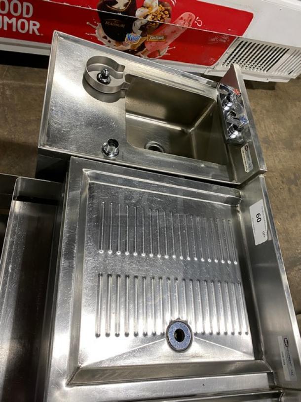 NBR stainless steel sink, model UW110121521TDV, with drying rack, hand sink, and speed rail in excellent condition.