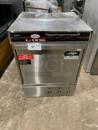 CMA L-1/16 commercial under-counter dishwasher, stainless steel, model L-1/16, 115V, 1-phase, in good condition, serial 256640.
