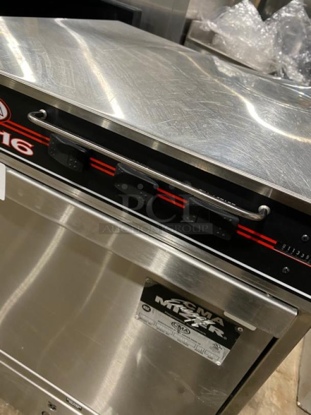 CMA under-counter dishwasher, model L-1/16, stainless steel, 115V 1Phase, serial 256640, shown with control panel and logo.
