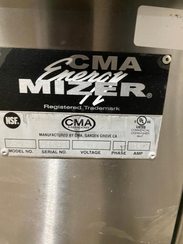 CMA Commercial Under Counter Dishwasher, Model L-1/16, Stainless Steel, Serial 256640, 115V, 1 Phase, Energy Mizer label.