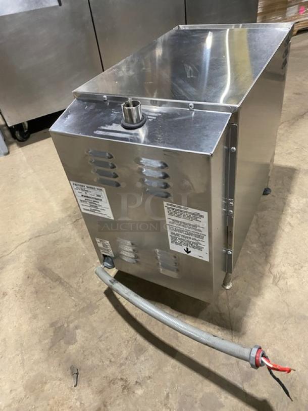 Southbend EZ3 commercial countertop electric steamer, stainless steel, 208V 3Phase, on small legs, visible labels, used condition.