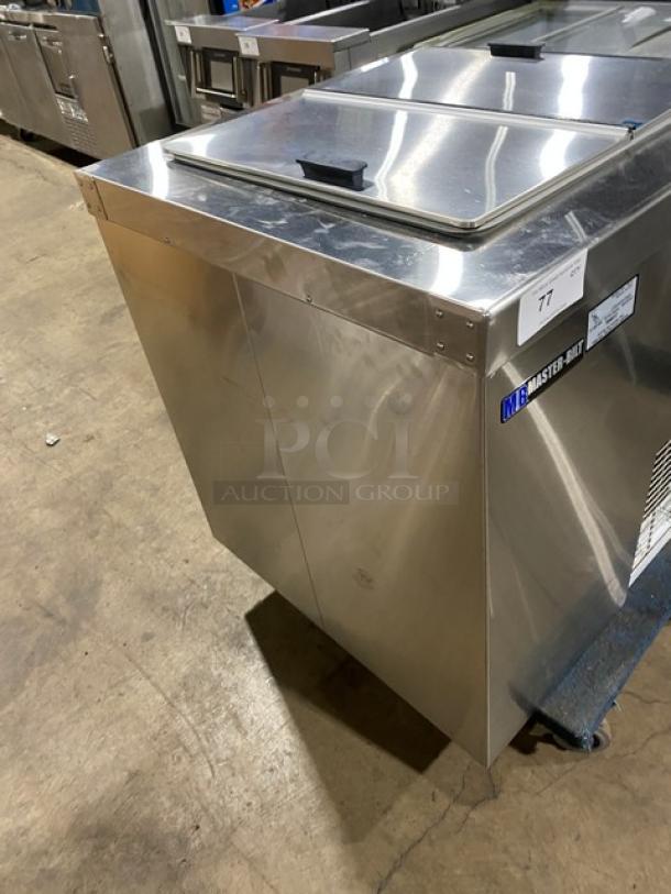 Master Bilt DC4DSE commercial ice cream dipping cabinet, stainless steel, flip-top lids, 115V, 1-phase, serial 221709LFF01.
