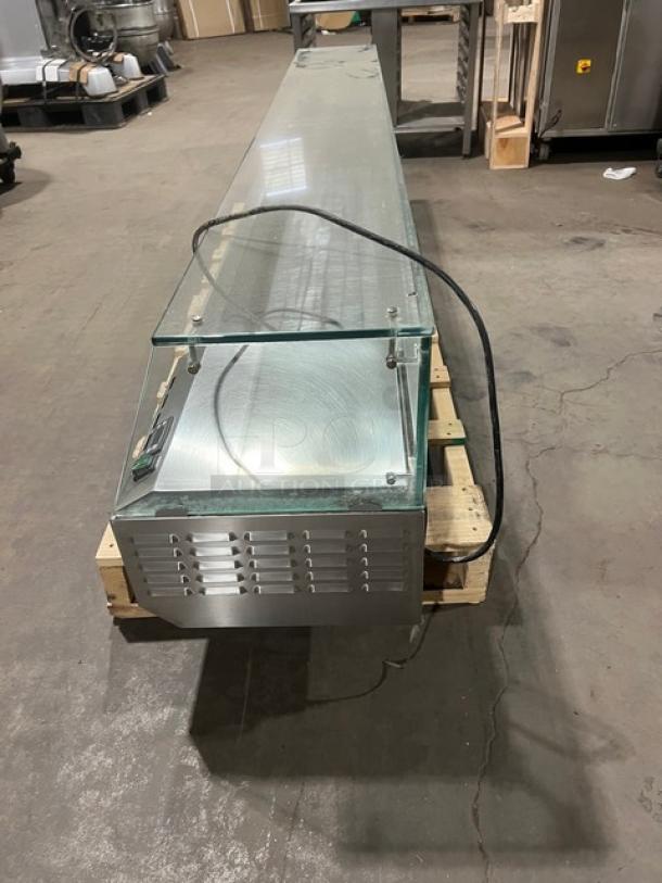 GPZ225AETL refrigerated cold rail with sneeze guard, stainless steel, 110/115V, 1Phase, on pallet, excellent condition.