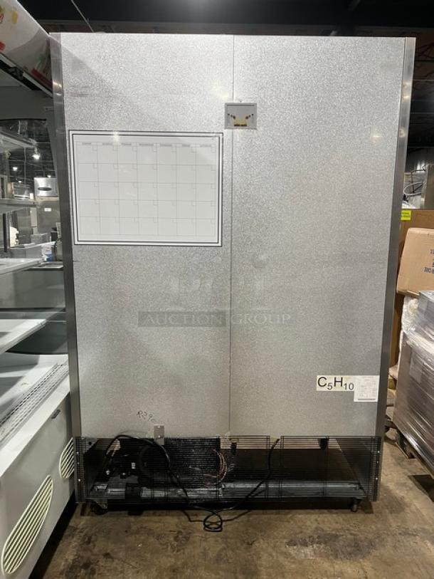 2018 Atosa 2 Door Reach-In Freezer Model MCF8703GR with view-through doors, poly-coated racks, and on casters.