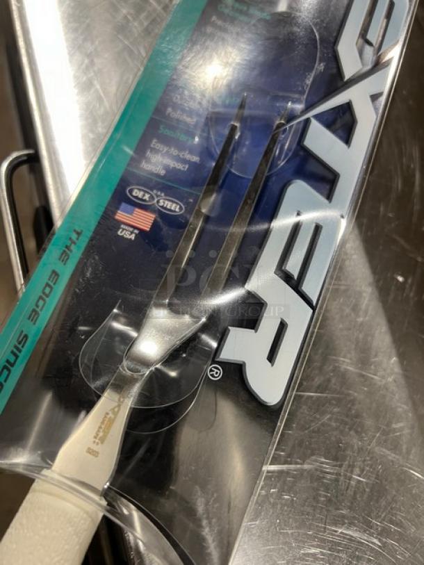 New Dexter Sani Safe 10" pot fork, Model S203, in original packaging. Features easy-to-clean handle. Made in USA.