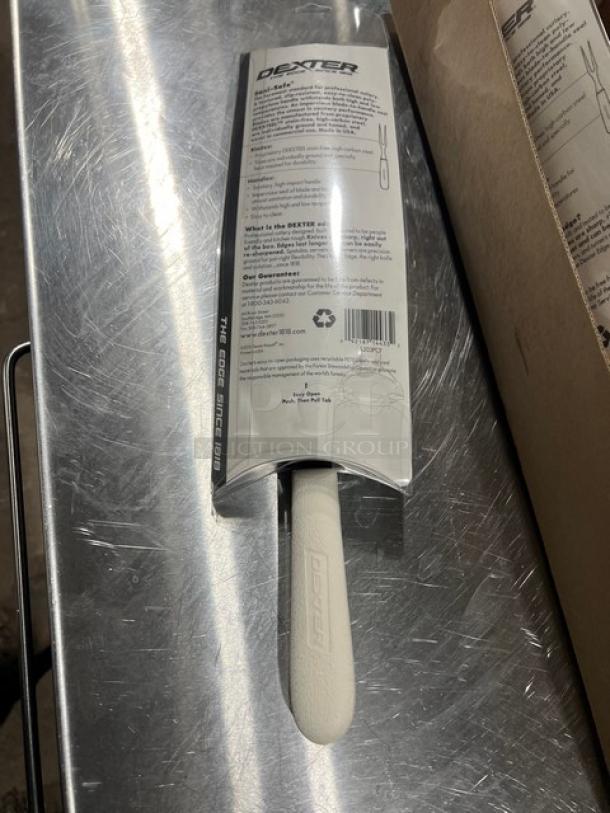Dexter Sani Safe 10" Pot Fork, Model S203, new in sealed packaging, white handle with brand markings, durable material.