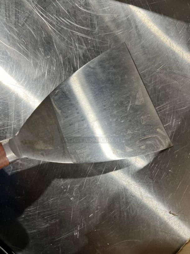 Dexter 4" Stiff Griddle Scraper, Model 5254, stainless steel blade, wooden handle, excellent condition.