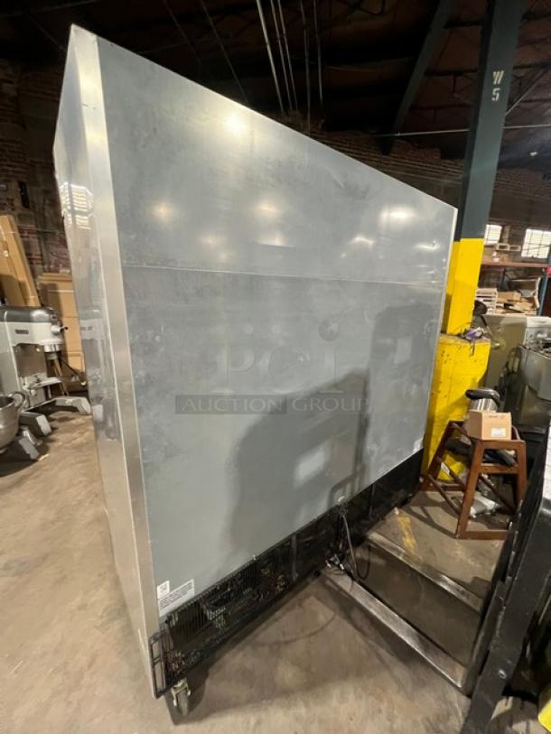 True T72HC commercial 3-door reach-in refrigerator in all stainless steel with commercial casters, Model T72HC, 115V, 1Phase.