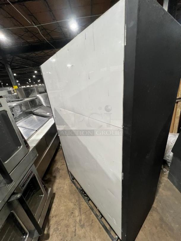 True Commercial 2 Door Reach In Refrigerator Merchandiser, Model GDM41, with sliding view-through doors, serial AK9434A.