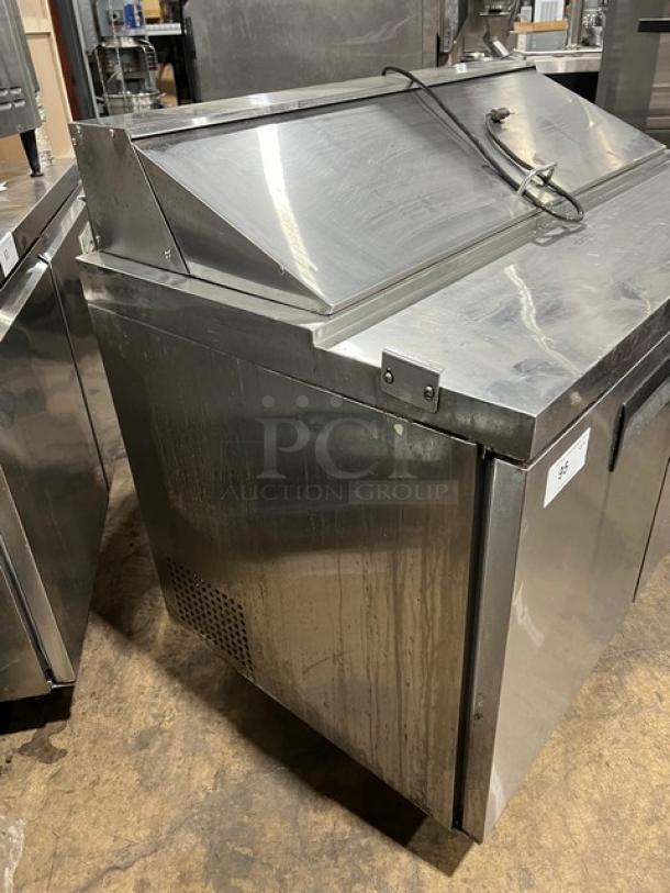 Avantco commercial refrigerated sandwich/salad prep table, stainless steel with two-door storage, 115V, used condition.