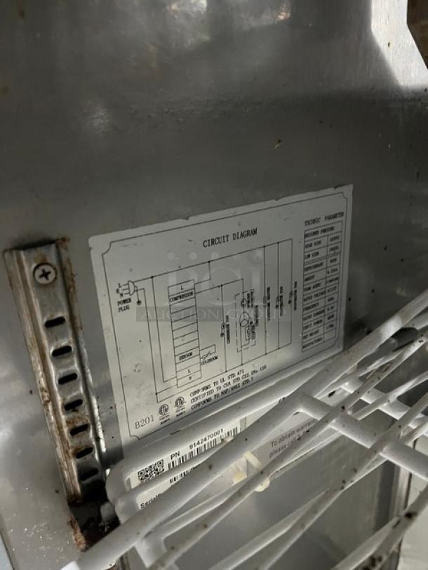 Avantco commercial refrigerated prep table, stainless steel with circuit diagram visible; includes 2-door storage, 115V.