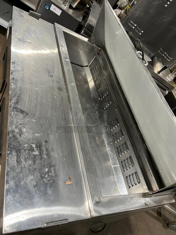 Avantco commercial refrigerated sandwich/salad prep table, stainless steel, 2-door storage, 115V, used condition.