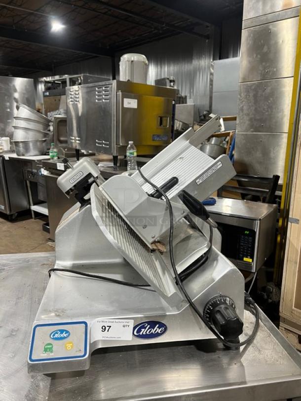 Globe S13 commercial countertop deli meat slicer with 13" stainless steel blade, model S13, serial S13-00-000161, 110V 1-phase.