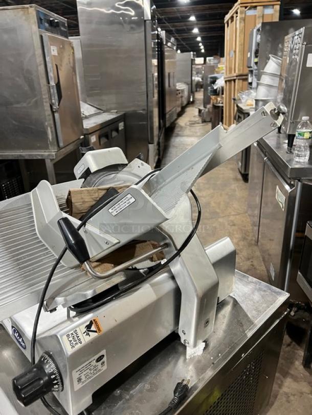 Globe S13 deli meat slicer, stainless steel, 13" blade, commercial countertop model, 110V, serial S13-00-000161.