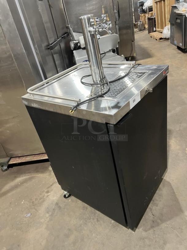 Micro Matic MDD-23 kegerator with stainless steel worktop, single tower, and triple tap dispenser. Model MDD-23, 115V.