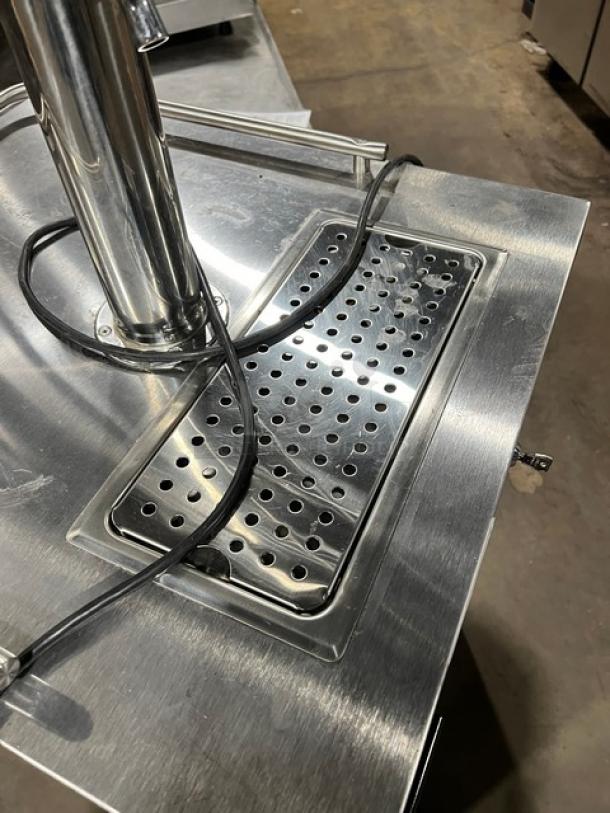 Micro Matic MDD-23 kegerator with stainless steel worktop, featuring single tower triple tap dispenser, visible drip tray.