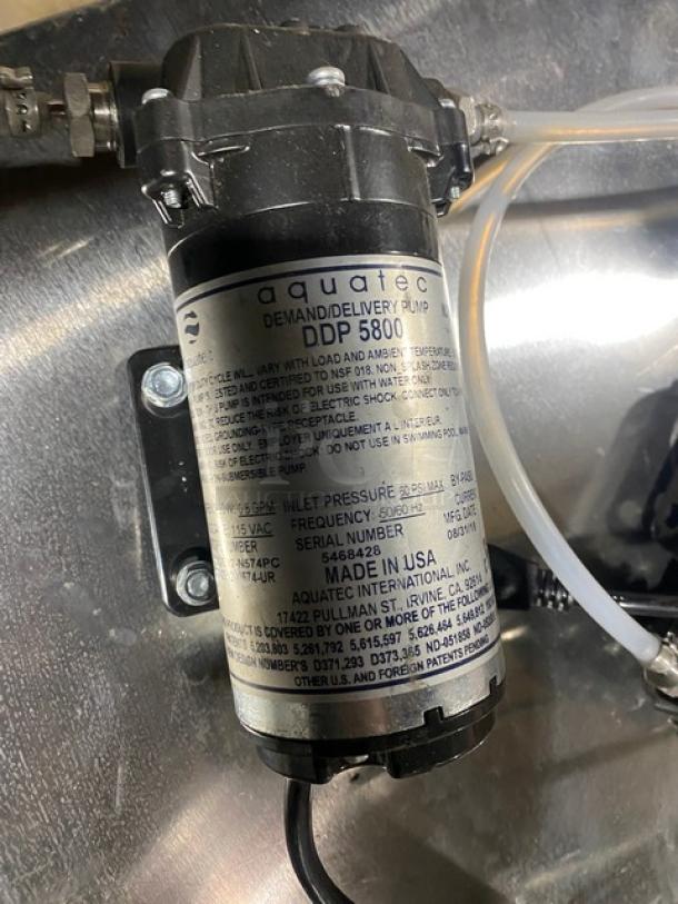 Perlick Commercial 5 Gal. Stainless Steel Cocktail Keg, Model KC5, with N-2 Cylinder & Aquatec DDP 5800 Pump, Made in USA.