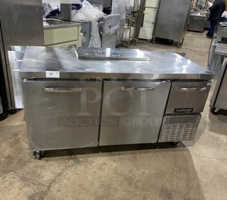Continental refrigerated sandwich prep table, model RA68N8, stainless steel, 2.5 doors, under storage, 115V, serial 162B9697.