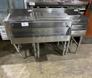 NICE! NBR Commercial Under The Bar Sink! With Left Side Draining Table! With Right Side Bottle Display! All Stainless Steel! Model LD1218! On Legs! - Item #1223042