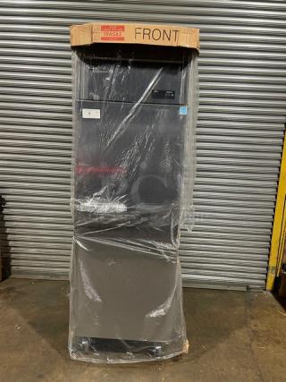 Blue Air BSR23T one-door top mount reach-in cooler, new condition, wrapped, model BSR23T, serial BHC9A94T400064, on casters.