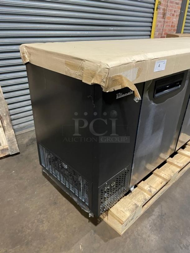 NEW Blue Air 3 Door Beer Kegerator Cooler, Model BDD90-4D, 115V, minor scratches on surface, boxed, on pallet.