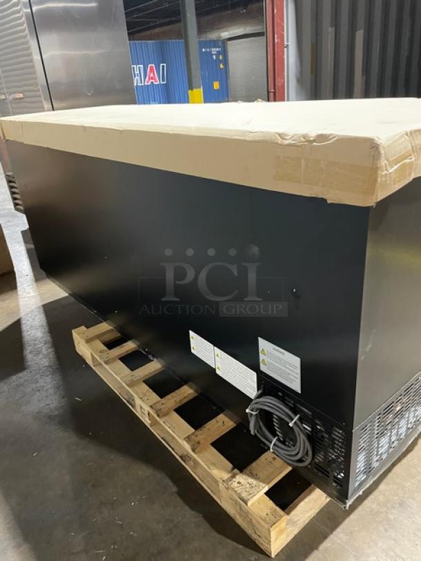 Blue Air BDD90-4D solid door kegerator cooler in new condition, showing a scratch-n-dent finish. 115V, serial JUU-BADD90HC-002.