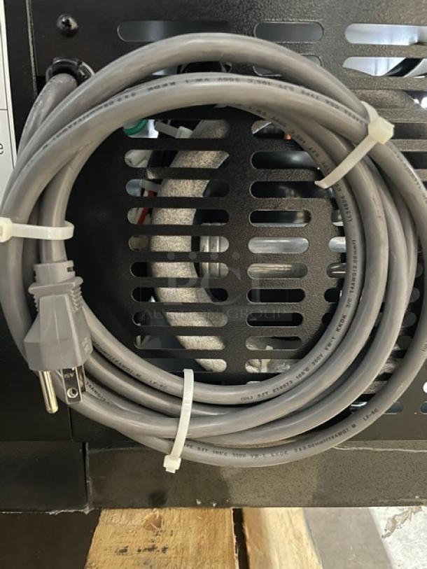 Blue Air BDD90-4D kegerator cooler with coiled power cord. Model number and ventilation grate visible. Scratch-N-Dent condition.