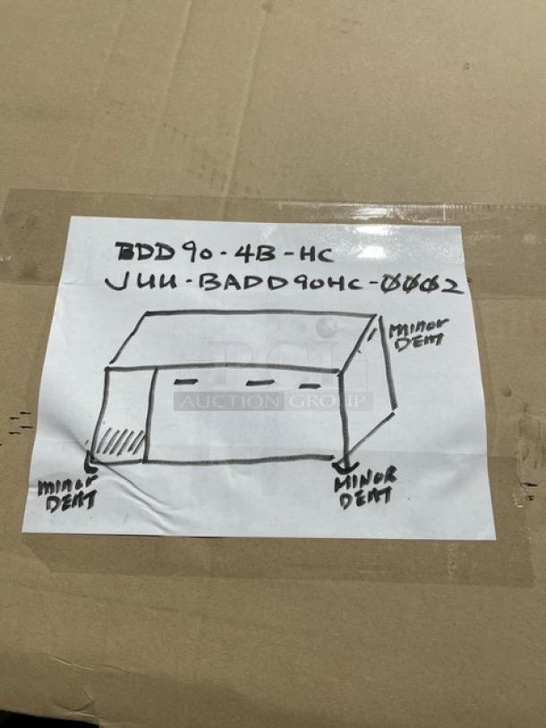 NEW Out Of The Box Blue Air BDD90-4D Kegerator with minor dents, model and serial listed, 115V, 1 Phase.