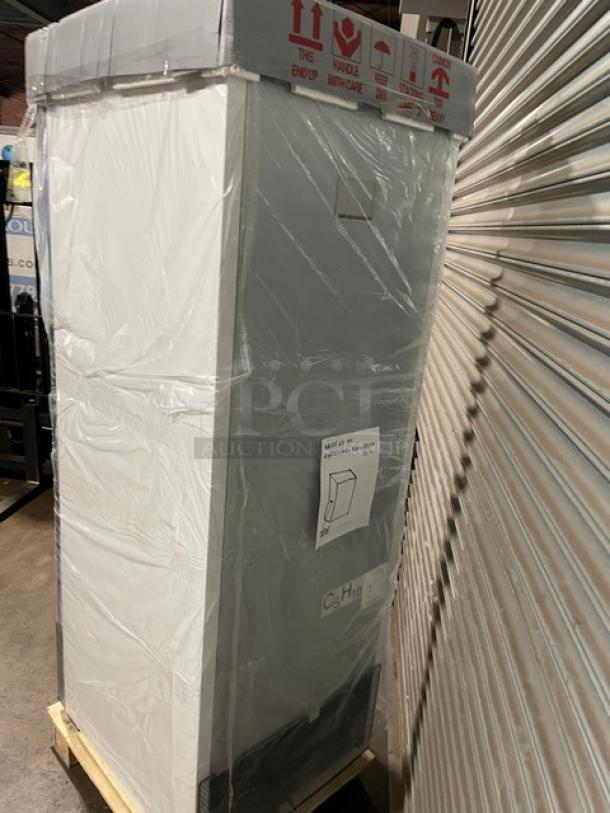 Blue Air BKGF23-HC glass door freezer merchandiser, new, on casters, scratch-n-dent condition, 115V, Model: BKGF23-HC.