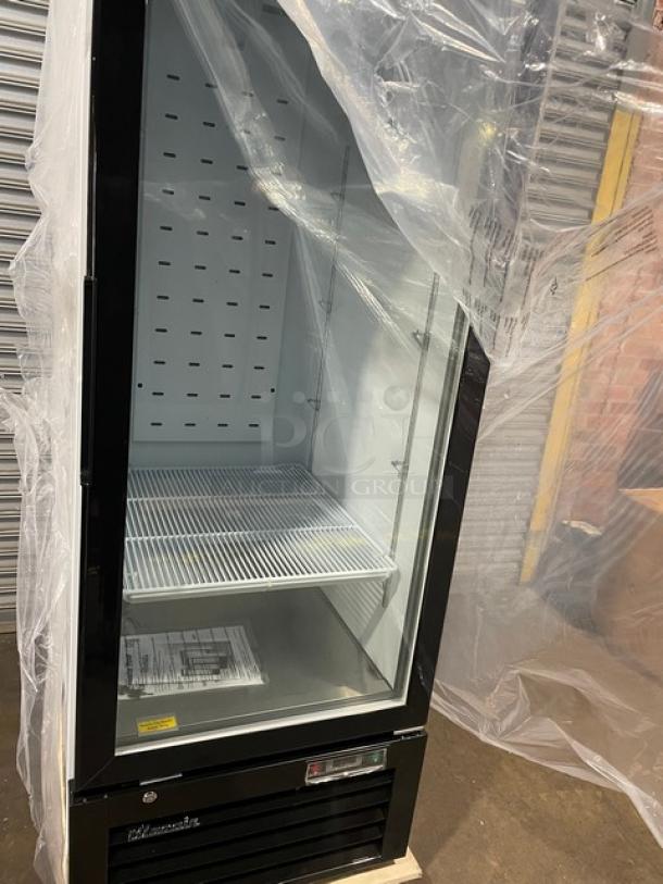 NEW Scratch-N-Dent Blue Air One Glass Door Freezer Merchandiser, Model BKGF23-HC, 115V, on casters, serial KGF23HCX010274.