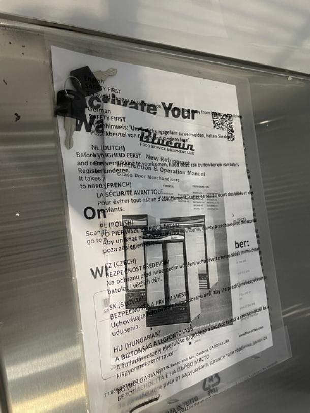 Blue Air BKGF23-HC glass door freezer merchandiser, new scratch-n-dent, 115V, single phase, on casters. Serial KGF23HCX010274.