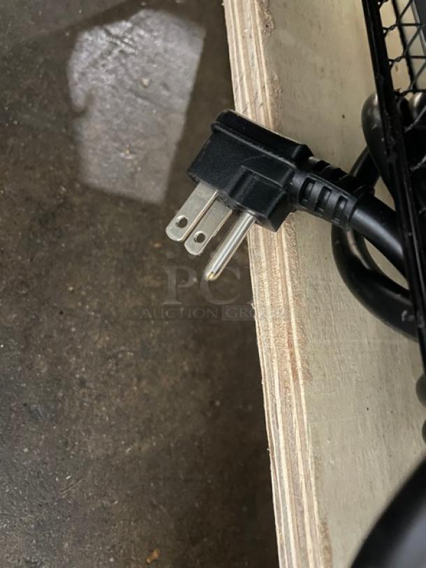 Power cord of Blue Air One Glass Door Reach-In Freezer Model BKGF23-HC. Shows standard 115V plug.