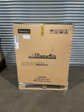 Blue Air 36" Sandwich Prep Table, Model BLMT36, brand new in box, scratch-and-dent condition, 115V, on casters.