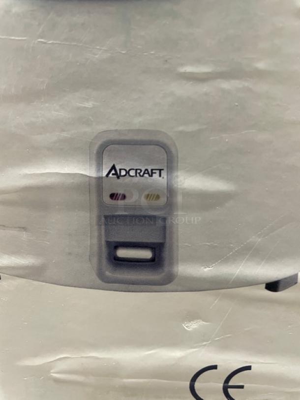 Brand new Adcraft Countertop 50 Cup Rice Cooker/Warmer, stainless steel lid, aluminum interior, 208/240V, with box.