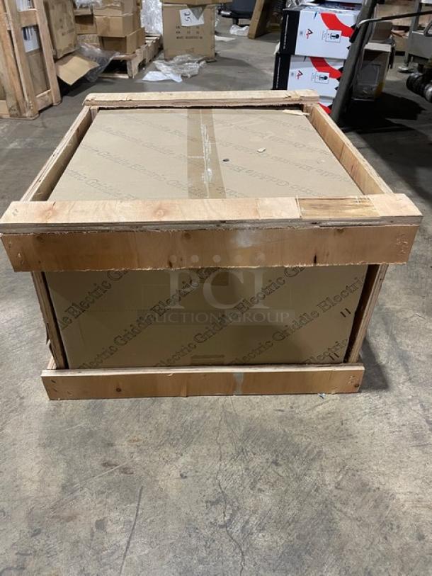 New Adcraft Commercial 16" Electric Griddle, all stainless steel, 120V, with back and side splashes, in original crate.