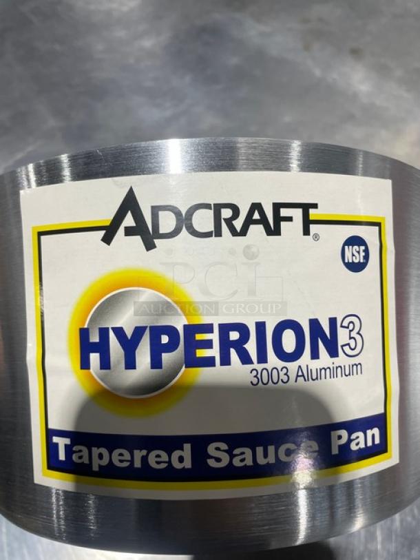 Adcraft Hyperion 3 Tapered Saucepan, Model H3-TSP4, 3003 Aluminum, new condition, NSF certified.