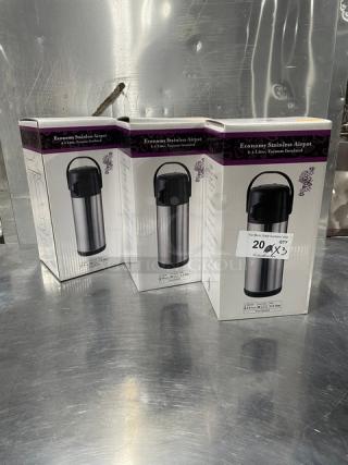 New Service Ideas SECA22S 2.2L air pots in boxes, stainless insulated liner, 4-6 hour retention, qty 3.