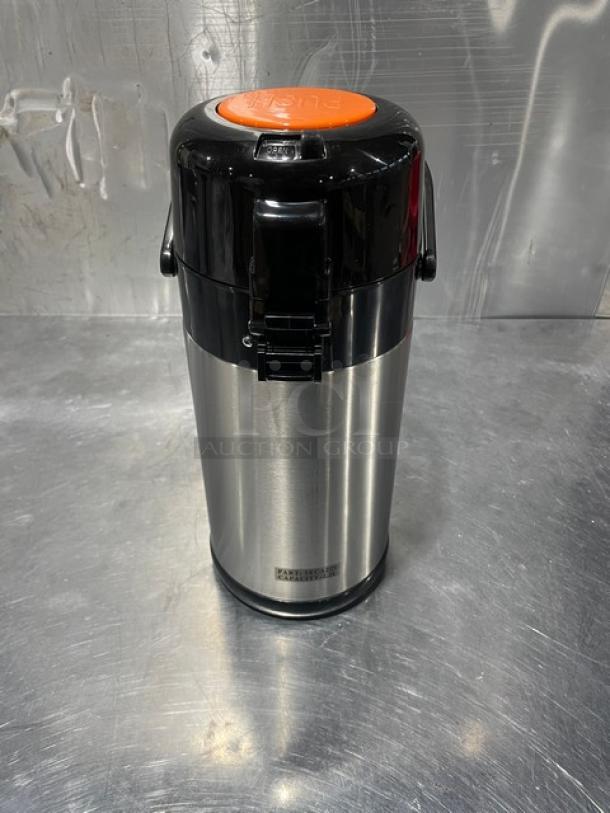 Service Ideas SECA22S 2.2L stainless air pot, push button, insulated liner, 4-6 hour retention, new in box.