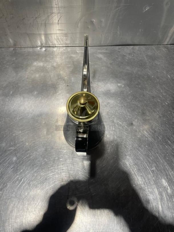 Adcraft Stainless Steel Oil Can, Model OC-24, brand new in box. Features a polished finish and long spout for precision.