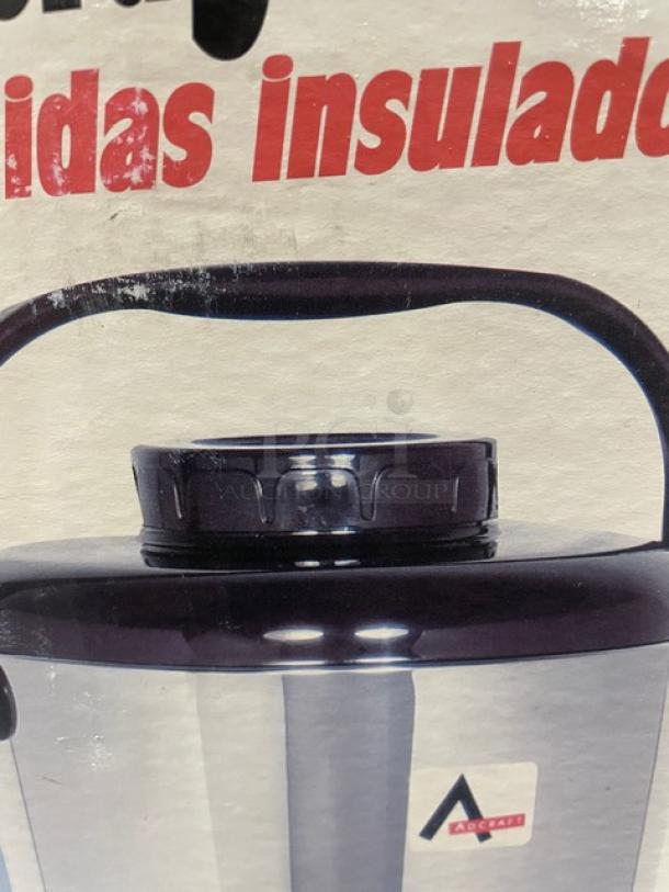 Adcraft 10 Quart Insulated Beverage Server, Model BDI-10, stainless steel, with carrying handle, new in box.