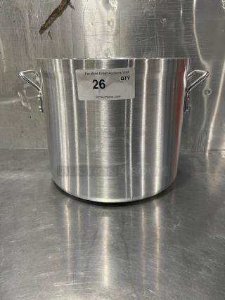 Brand new Adcraft 24 Quart Stock Pot, Model H3-SP24, Hyperion 3 Series, with handles, aluminum, sticker labeled "26".